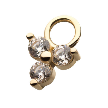 Invictus 14Kt Yellow Gold Pronged Round CZ Trinity Charm