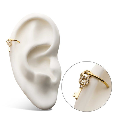 Invictus 14Kt Yellow Gold Key with Prong Set 8 Clear CZ Charm