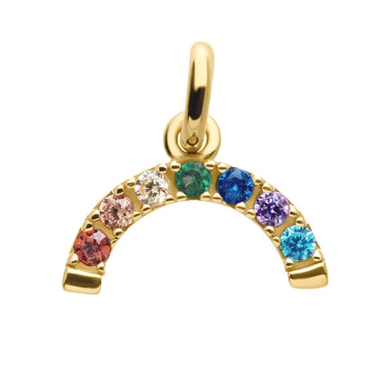 Invictus 14Kt Yellow Gold Prong Set Rainbow CZ Arch Dangle Charm