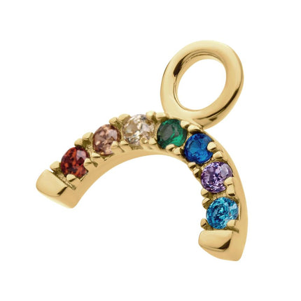 Invictus 14Kt Yellow Gold Prong Set Rainbow CZ Arch Charm