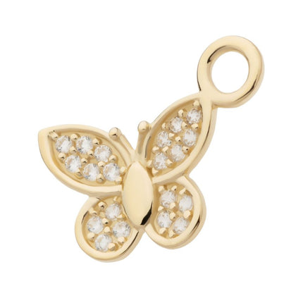 Invictus 14Kt Yellow Gold Butterfly with Pave Set CZ Charm