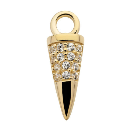 Invictus 14Kt Yellow Gold Spike with Pave Set CZ Charm