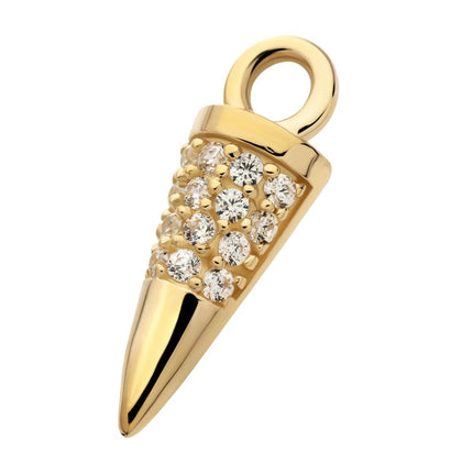 Invictus 14Kt Yellow Gold Spike with Pave Set CZ Charm
