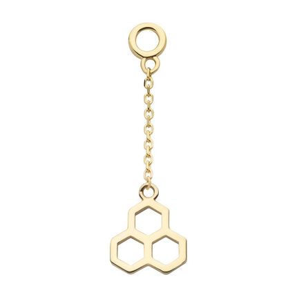 Invictus 14Kt Yellow Gold Honeycomb Dangle Charm with 10mm Chain