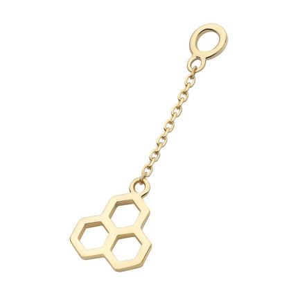 Invictus 14Kt Yellow Gold Honeycomb Dangle Charm with 10mm Chain
