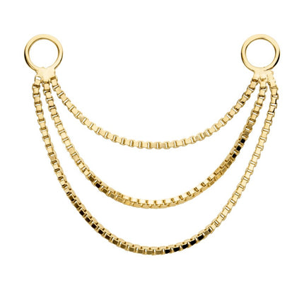Invictus 14Kt Yellow Gold 3- Tier Box Chain with Rings