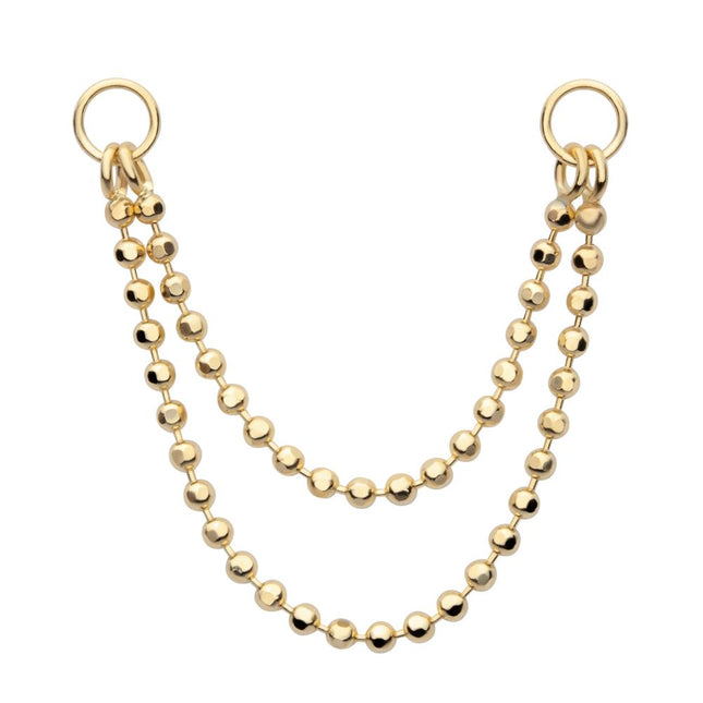 Invictus 14Kt Yellow Gold 2- Tier Bead Chain with Rings