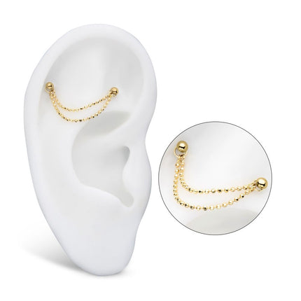 Invictus 14Kt Yellow Gold 2- Tier Bead Chain with Rings