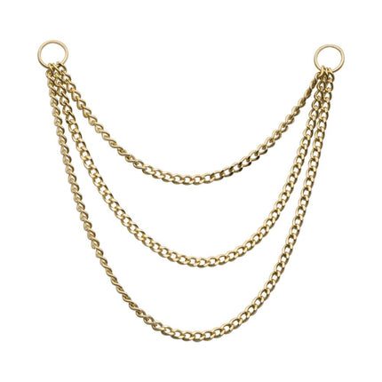 Invictus 14Kt Yellow Gold 3 Tier Curb Chains with 2 Rings