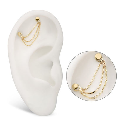 Invictus 14Kt Yellow Gold 3-Tier Box and Link Chain with Rings