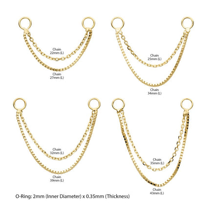 Invictus 14Kt Yellow Gold 2-Tier Box and Link Chain with Rings