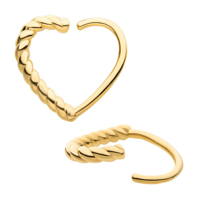 Invictus 14Kt Yellow Gold with Half-Twisted Heart Seamless Split Ring