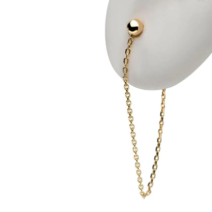 Invictus 14Kt Yellow Gold 1pc 2.5mm Ball with Butterfly Back Chain Stud Earrings