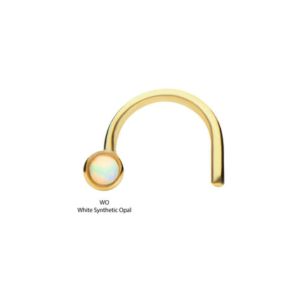 Invictus 14kt Yellow Gold Nose Screw Bezel Set Synthetic Opal