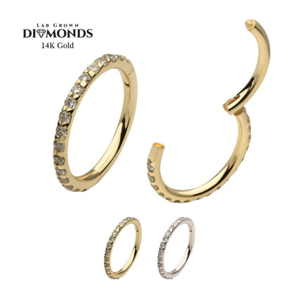 Invictus 14Kt Gold Eternity Side Facing Hinged Segment Clicker with Prong Set 0.9mm Round Lab-Grown Diamonds