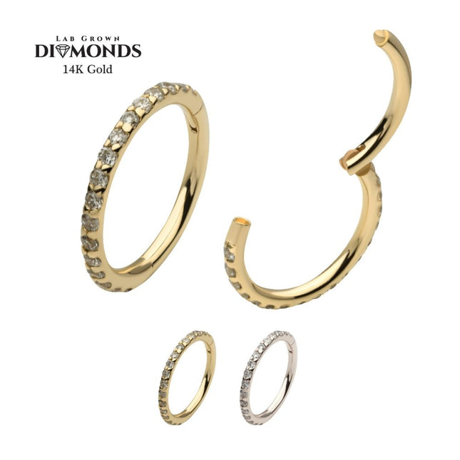 Invictus 14Kt Gold Eternity Side Facing Hinged Segment Clicker with Prong Set 0.9mm Round Lab-Grown Diamonds