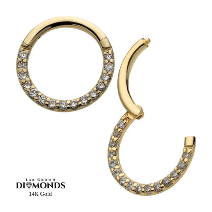 Invictus 14Kt Yellow Gold Eternity Front Facing Hinged Segment Clicker with Prong Set 1mm Round Lab-Grown Diamonds