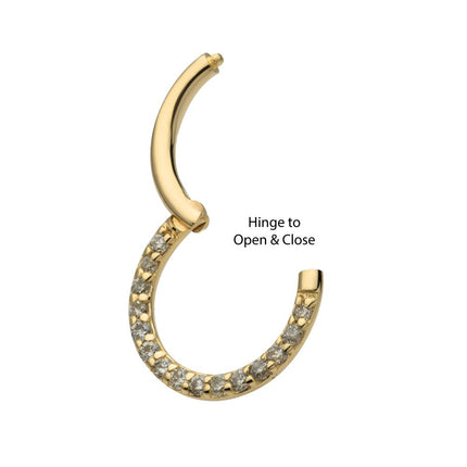 Invictus 14Kt Yellow Gold Eternity Front Facing Hinged Segment Clicker with Prong Set 1mm Round Lab-Grown Diamonds