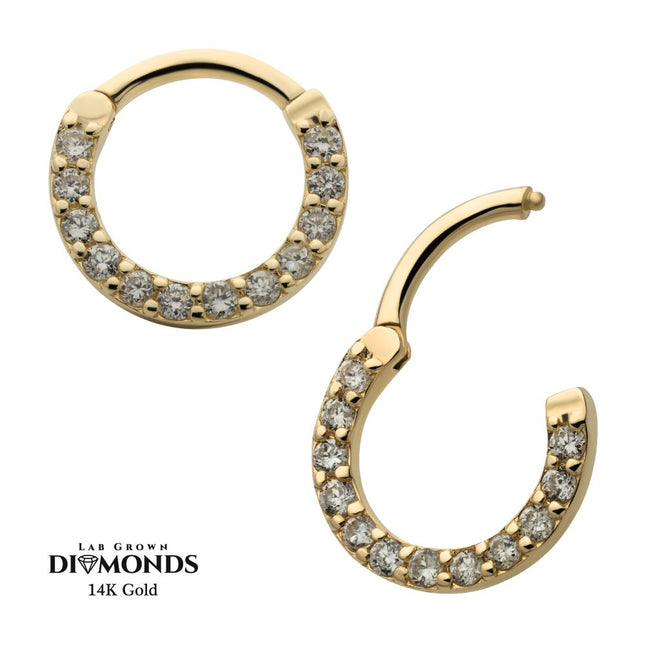 Invictus 14Kt Yellow Gold Eternity Front Facing Hinged Segment Clicker with Prong Set 1.5mm Round Lab-Grown Diamonds
