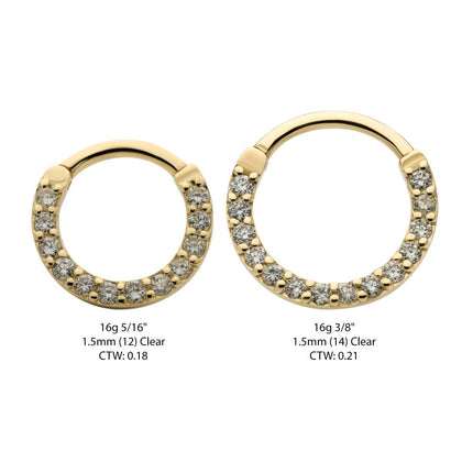 Invictus 14Kt Yellow Gold Eternity Front Facing Hinged Segment Clicker with Prong Set 1.5mm Round Lab-Grown Diamonds