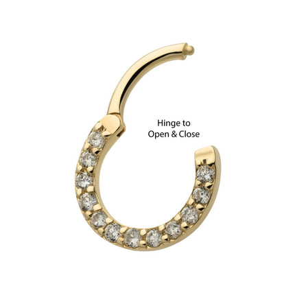 Invictus 14Kt Yellow Gold Eternity Front Facing Hinged Segment Clicker with Prong Set 1.5mm Round Lab-Grown Diamonds