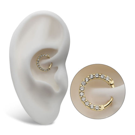 Invictus 14Kt Yellow Gold Eternity Front Facing Hinged Segment Clicker with Prong Set 1.5mm Round Lab-Grown Diamonds
