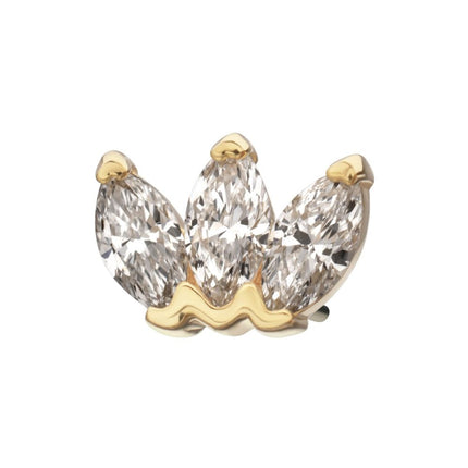 Invictus 14Kt Yellow Gold Threadless Cluster Top with 3 Marquise Lab-Grown Diamonds