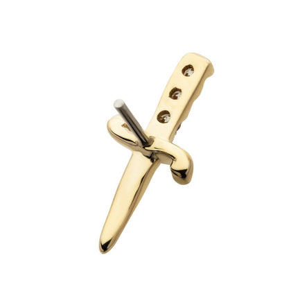 Invictus 14Kt Yellow Gold Threadless Dagger Top with 3 Round Lab-Grown Diamonds