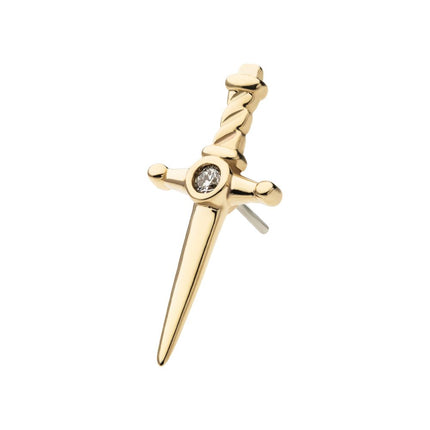 Invictus 14Kt Yellow Gold Threadless Dagger Top with Center Bezel Set Round Lab-Grown Diamond