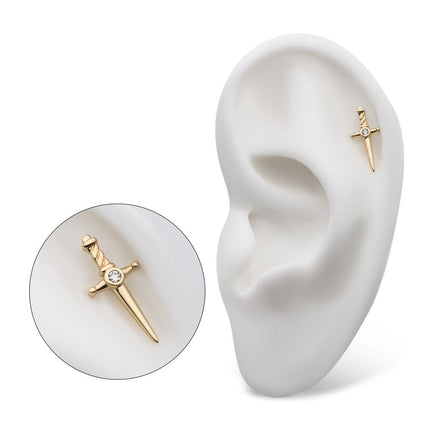 Invictus 14Kt Yellow Gold Threadless Dagger Top with Center Bezel Set Round Lab-Grown Diamond