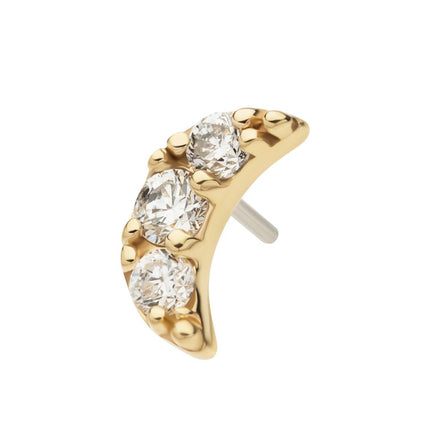 Invictus 14kt Gold Threadless Crescent Moon Top with Pave Set 3 Round Lab-Grown Diamonds