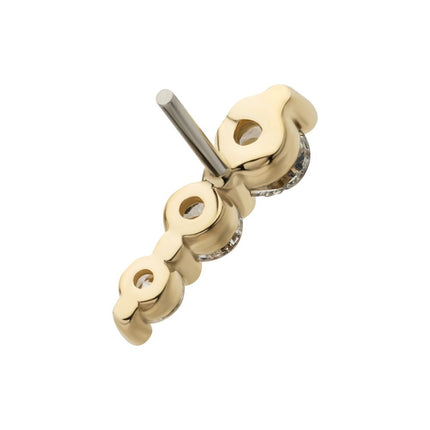 Invictus 14Kt Yellow Gold Threadless 3-Cluster Gem Top with Prong Set Round Lab-Grown Diamonds