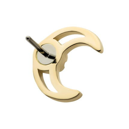 Invictus 14kt Gold Threadless Cut Out Crescent Moon Top with Center Round Lab-Grown Diamond