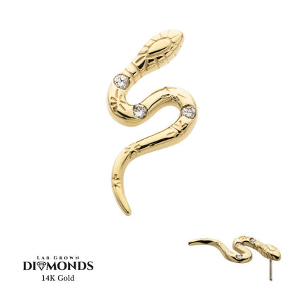 Invictus 14Kt Yellow Gold Threadless Snake Top with Bezel Set 3 Round Lab-Grown Diamonds