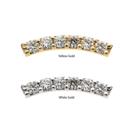 Invictus 14kt Gold Threadless Curved Bar Top with 6-Cluster Prong Set Lab-Grown Diamonds