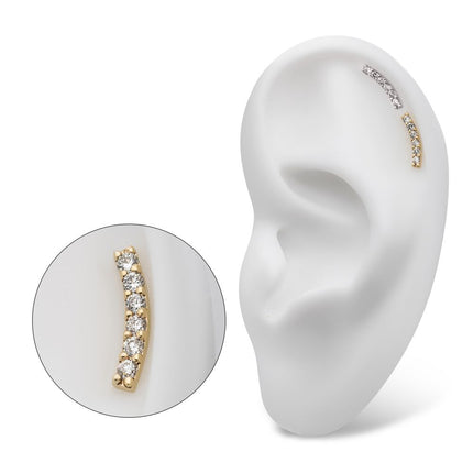 Invictus 14kt Gold Threadless Curved Bar Top with 6-Cluster Prong Set Lab-Grown Diamonds