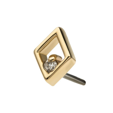 Invictus 14kt Gold Threadless Rhombus Top with Prong Set Round Lab-Grown Diamond