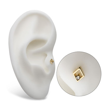 Invictus 14kt Gold Threadless Rhombus Top with Prong Set Round Lab-Grown Diamond