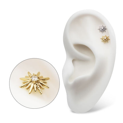 Invictus 14Kt Gold Threadless Sunburst Top with 6-Prong Lab-Grown Diamond