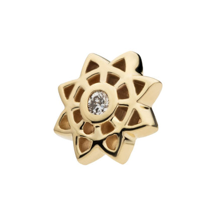 Invictus 14kt Yellow Gold Threadless Mandala Flower Top with Center Bezel Set Round Lab-Grown Diamond