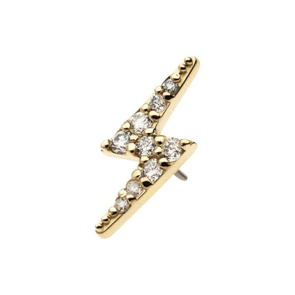 Invictus 14kt Gold Threadless Lightning Bolt Top with Pave Set 9 Round Lab-Grown Diamonds