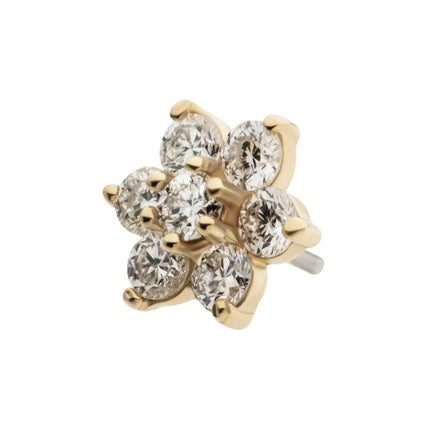 Invictus 14Kt Yellow Gold Threadless Flower Top with Prong Set 7 Round Lab-Grown Diamonds