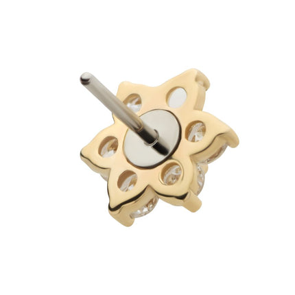 Invictus 14Kt Yellow Gold Threadless Flower Top with Prong Set 7 Round Lab-Grown Diamonds