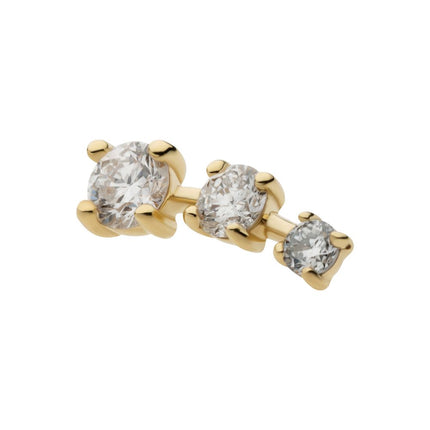 Invictus 14Kt Yellow Gold Threadless Staggered Cluster Top with 4-Prong 3 Round Lab-Grown Diamonds