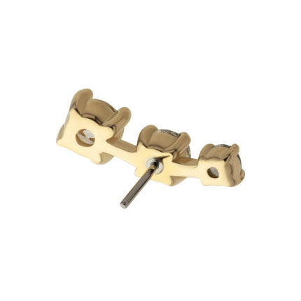 Invictus 14Kt Yellow Gold Threadless Staggered Cluster Top with 4-Prong 3 Round Lab-Grown Diamonds