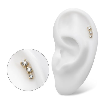 Invictus 14Kt Yellow Gold Threadless Staggered Cluster Top with 4-Prong 3 Round Lab-Grown Diamonds