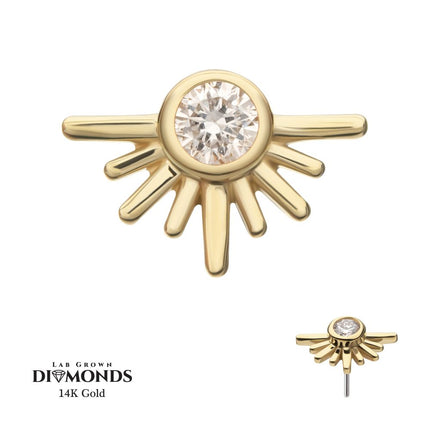 Invictus 14Kt Yellow Gold Threadless Half Starburst Top with Bezel Lab-Grown Diamond