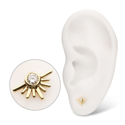 Invictus 14Kt Yellow Gold Threadless Half Starburst Top with Bezel Lab-Grown Diamond