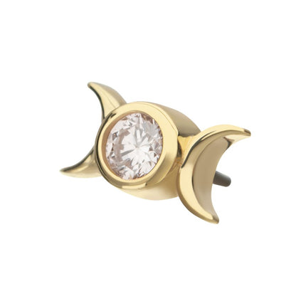 Invictus 14Kt Yellow Gold Threadless Triple Moon Phase Top with Bezel Lab-Grown Diamond