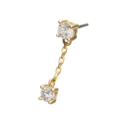 Invictus 14Kt Yellow Gold Threadless Double Prong Set Lab-Grown Diamonds Dangle Top